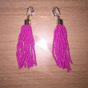 NWOT Hot Pink Tassel Earrings