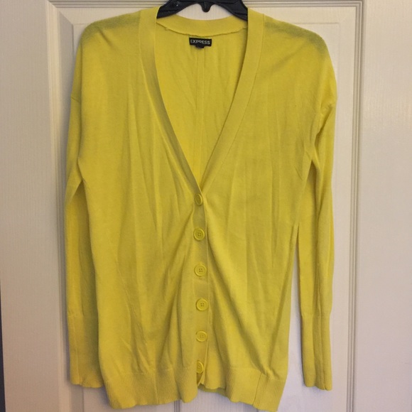 Bright Yellow Express Boyfriend Cardigan