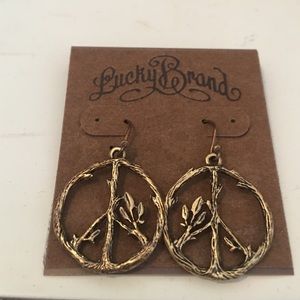 Lucky brand peace sign twig earrings