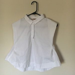 White cropped half button blouse