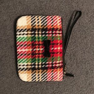 New J Crew Red Plaid Wristlet