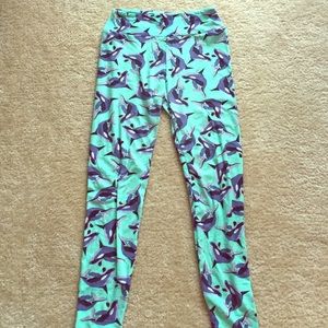 LulaRoe "unicorn" leggings in orcas and slate blue