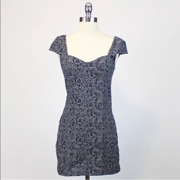 Free People Intimately Damask Blue Bodycon Dress