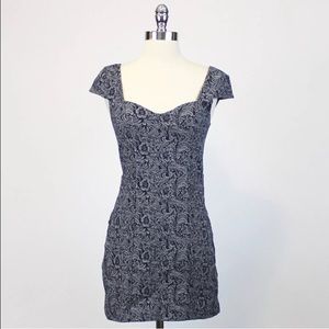 Free People Intimately Damask Blue Bodycon Dress