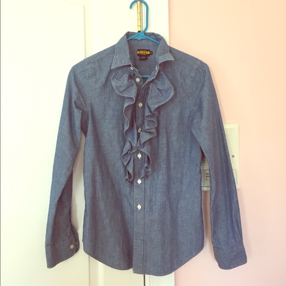 Rugby Ralph Lauren Ruffled Chambray Blouse