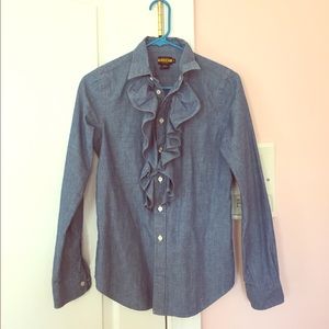 Rugby Ralph Lauren Ruffled Chambray Blouse