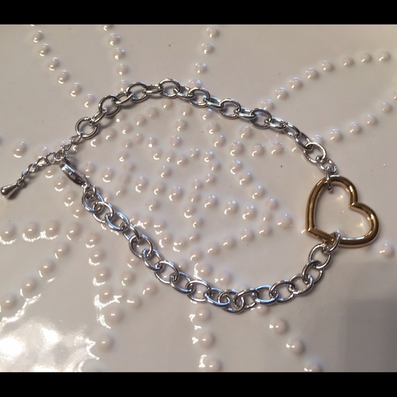 Two Tone Heart Link Bracelet - 7151