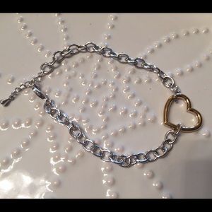 Two Tone Heart Link Bracelet - 7151