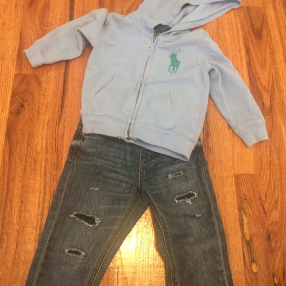 Blue polo hoodie H&M jeans