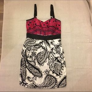 XOXO Pink, Black, & White Cocktail Dress