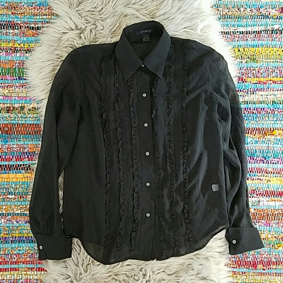 The Limited Sheer Black 100% silk blouse SZMed