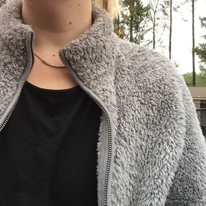 Furry Faux Fur Sherpa Zip Jacket