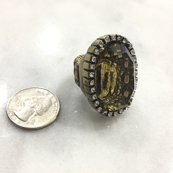 Chunky Gold Stretch Ring with CZ - 7170 - Picture 3 of 3