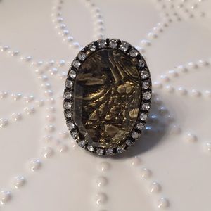 Chunky Gold Stretch Ring with CZ - 7170