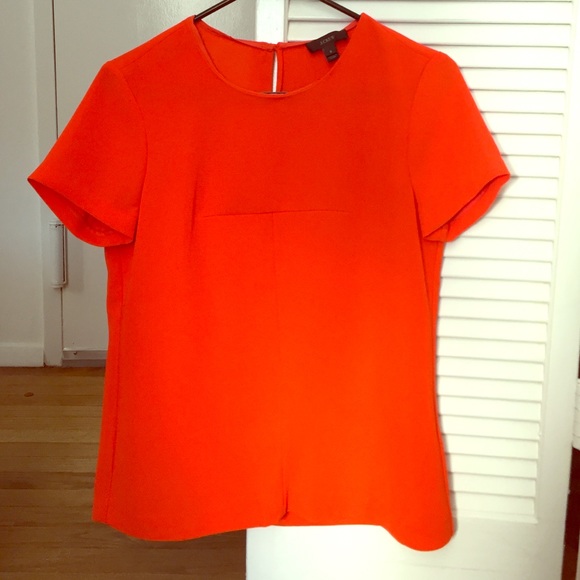 JCrew Women's Small Matte Crepe Shirt Red/Orange