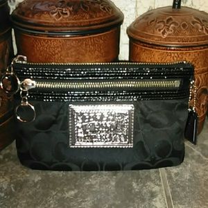 Coach Poppy Clutch Black and Silver