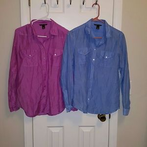 2 Victoria Secret button up shirts.