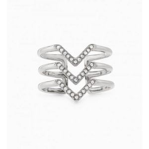 Stella & Dot Pave Chevron Ring Silver