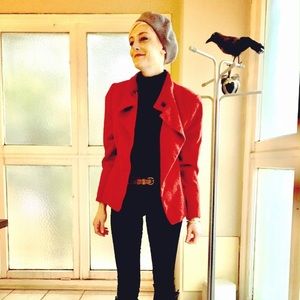 SALE!! STUNNING VINTAGE AKRIS RED CASHMERE JACKET