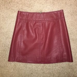 Free people maroon leather skirt