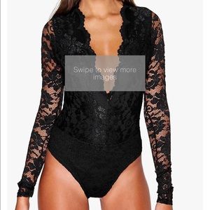 A black lace bodysuit