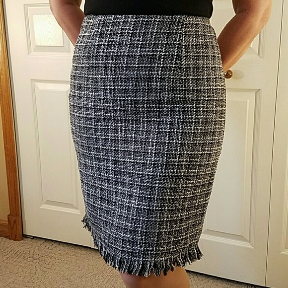 Cato Dresses & Skirts - Tweed Skirt with Fringe Hemline