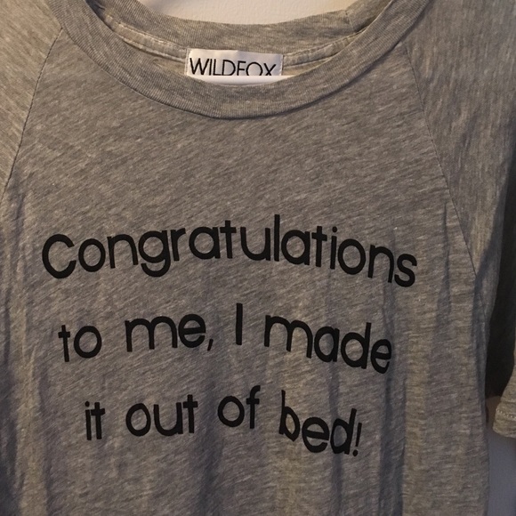 WILDFOX Congratulations to Me Grey Tee XS