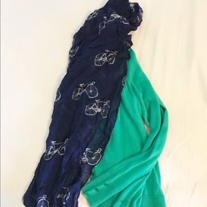 Navy & White Bike Print Scarf