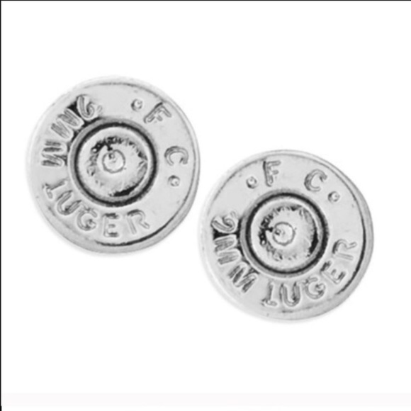 Half United Ali Bullet Top Earrings-Silver - Picture 2 of 3