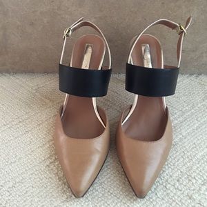 Beautiful Halogen  Beige/Black Slingback Pumps