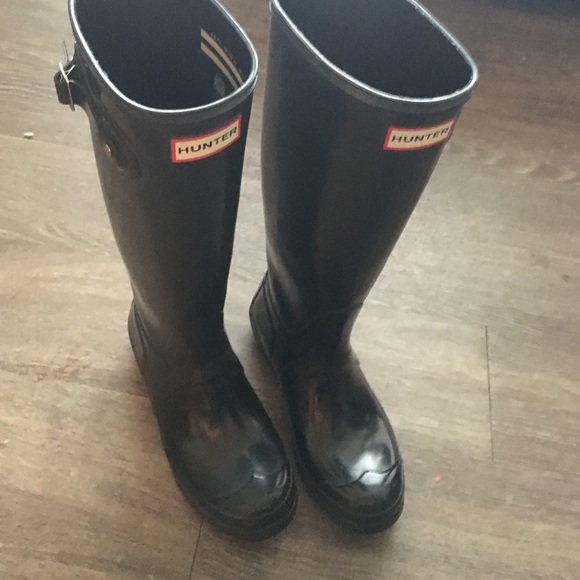 Hunter RainBoots! Black shiny tall Womans