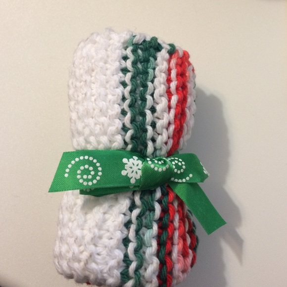 Set of 2 hand knitted dishcloths