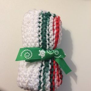 Set of 2 hand knitted dishcloths