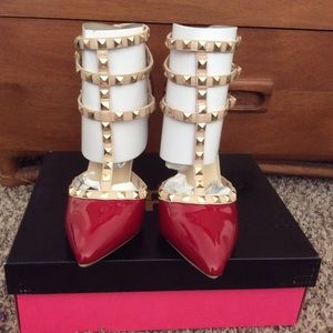 =SOLD on EBAY= Rockstud Red Ankle Buckle Strap