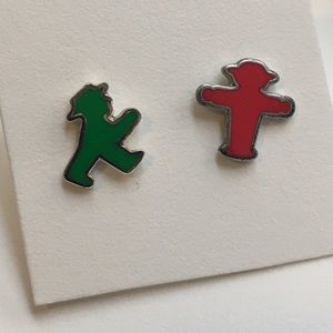 Ampelmännchen (crosswalk men) enamel earrings
