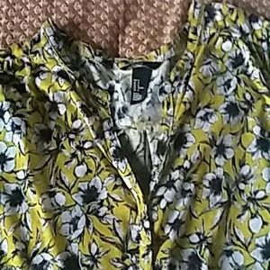 Yellow and White Floral Print Top