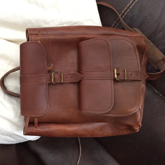 Real leather back pack