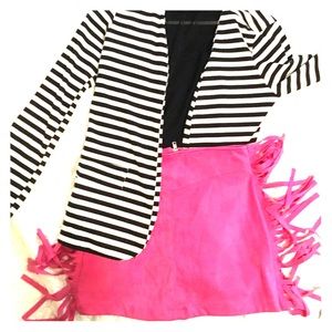 Pink fringe mini skirt