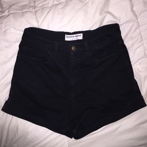 American Apparel black denim high waisted shorts