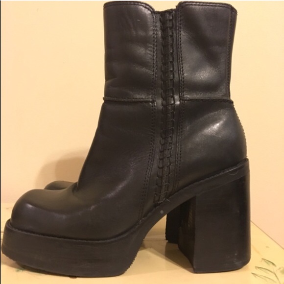 vintage chunky leather platform boots