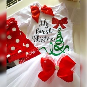 🎉🎅🏻9-12 M Christmas Baby Girl Outfit Set 🎁🎅🏻