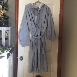 Men's Hooded Gray Heather Jersey Wrap Robe xl