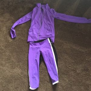USED Lululemon purple white and black set