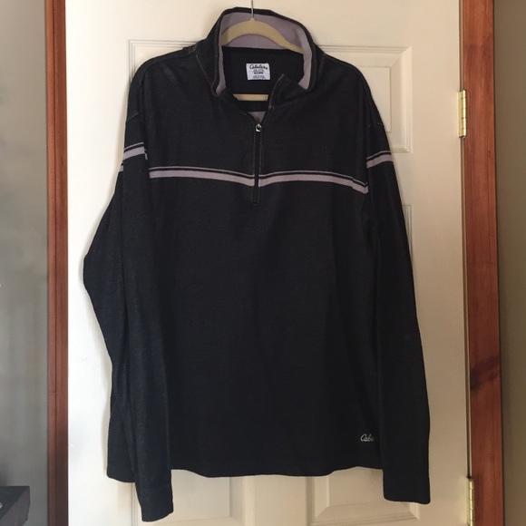 Men's LS Black/Gray Cabelas 1/4 Zip Pullover