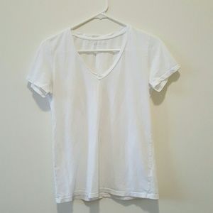 White v-neck tee