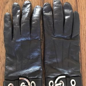 COACH Genuine leather Gloves dark brown