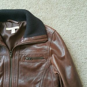 Chocolate faux leather jacket