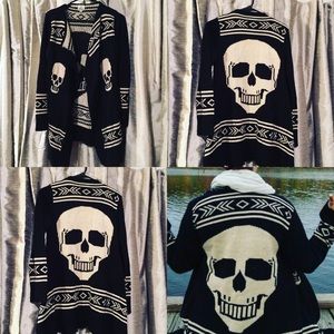 Oversized cardigan with big skull featured on back