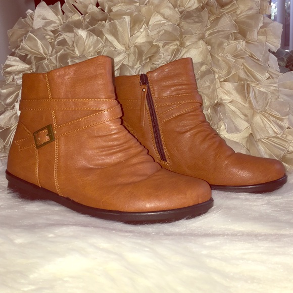 Comfy Chestnut Brown Belted Booties with Zipper