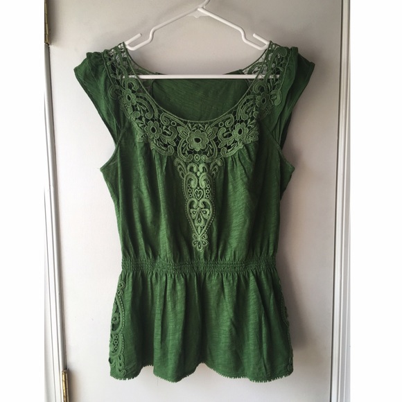Anthropologie Deletta Green Top Size M